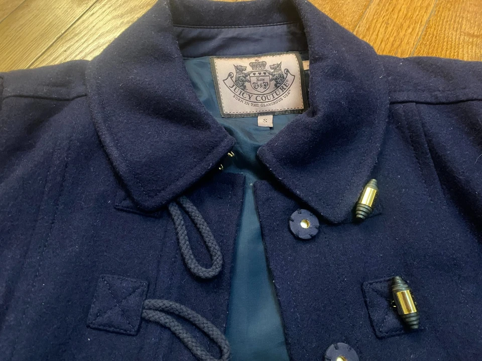 Chaqueta Abrigo Vintage Y2K Juicy Couture Azul Marino Lana Guisante Talla S Foto 4 de 4