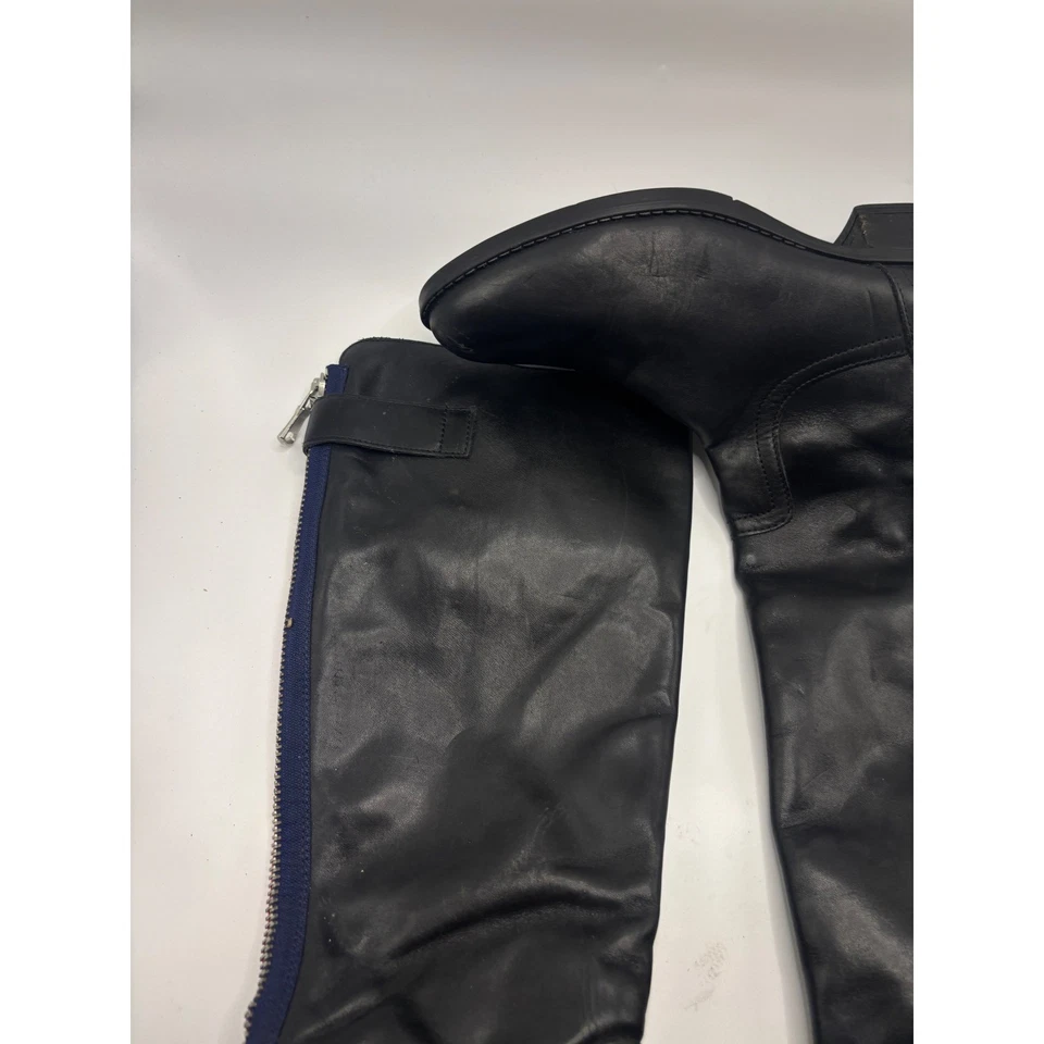 Steve Madden Black Leather Knee High Boots Side Zip Blue Detail Women Size 10M - Image 4 of 4