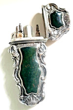 Antique 18thC Silver & Green Bloodstone Etui Necessaire Travel Multi-Tools.