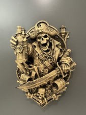 Pirate Skeleton Captain Wall Plaque Skull Nau...