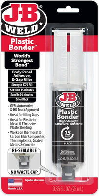 #ad JB Weld Plastic Weld Quick Setting Epoxy Syringe Bonder Repair Glue Black $10.09