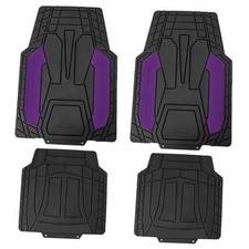 Automotive Heavy-Duty Rubber Floor Mats, Universal Fit Full Set, PURPLE