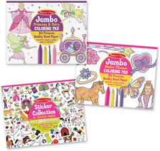 Melissa Doug Sticker Collection and Coloring Pads Set: Princesses, Fairies, An