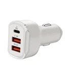 12-24V 1*USB-C+2*USB ABS PD Type-C Car Charger Adapter Overload Protection N