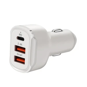 12-24V 1*USB-C+2*USB ABS PD Type-C Car Charger Adapter Overload Protection N