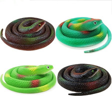 Realistic Rubber Snakes - 4 Pieces 29 Inch Fake Rubber Snake to Keep Birds Away,