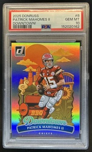 2025 Panini Donruss Patrick Mahomes Downtown! SP SSP #8 Chiefs PSA 10 GEM MINT