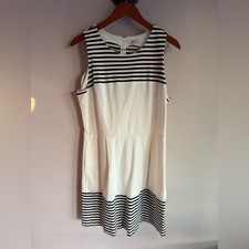 Madewell Black and White Striped Midi Dress