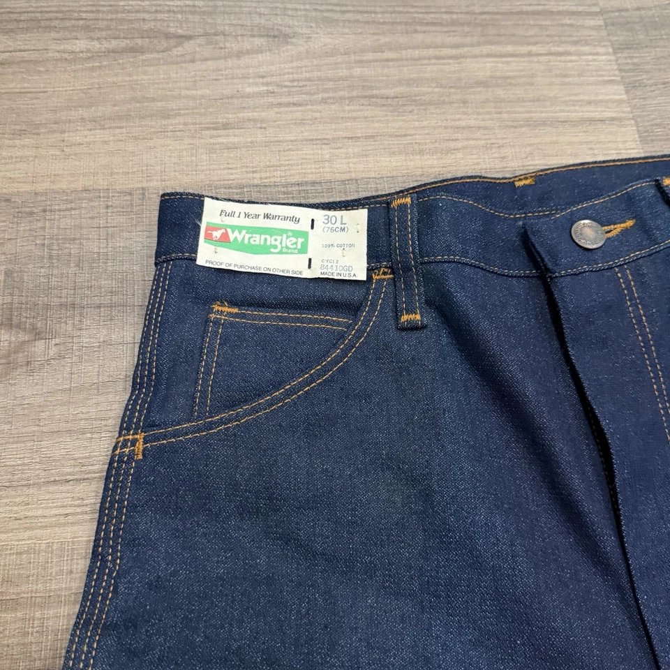 Vtg Wrangler Jeans 70s NOS 84410 GD Slim Fit Straight Leg Mens 30x34 Long - Image 2 of 4