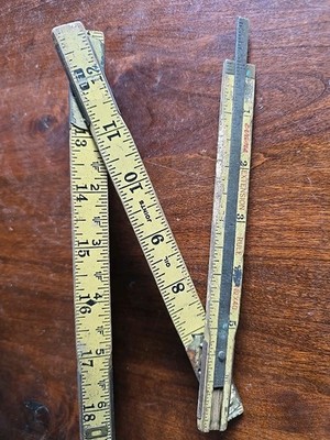 Vintage Evans Extension Rule X40 Wood & Brass Folding Ruler 72'' Long