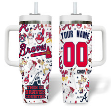 Custom Red Navy Baseball Fan Insulated Tumbler with Handle 20oz 30oz 40oz