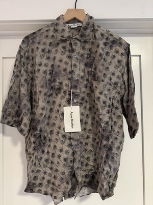 Acne Studios Flower Rayon Shirt Fn-mn-shir000666 Gray - Size 44