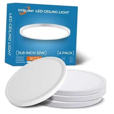 15.8 Inch Large Dimmable LED Flush Mount 15.8inch-4pack White-3CCT-Dimmable