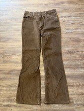 Vintage 70s Wrangler Corduroy Pants Size 34x32 Talon Zipper Flare Boot Cut Brown