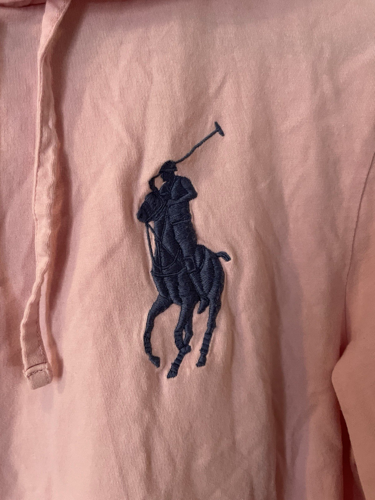Polo Ralph Lauren Big Pony Felpa con Cappuccio Rosa Leggera Taping Logo Small
