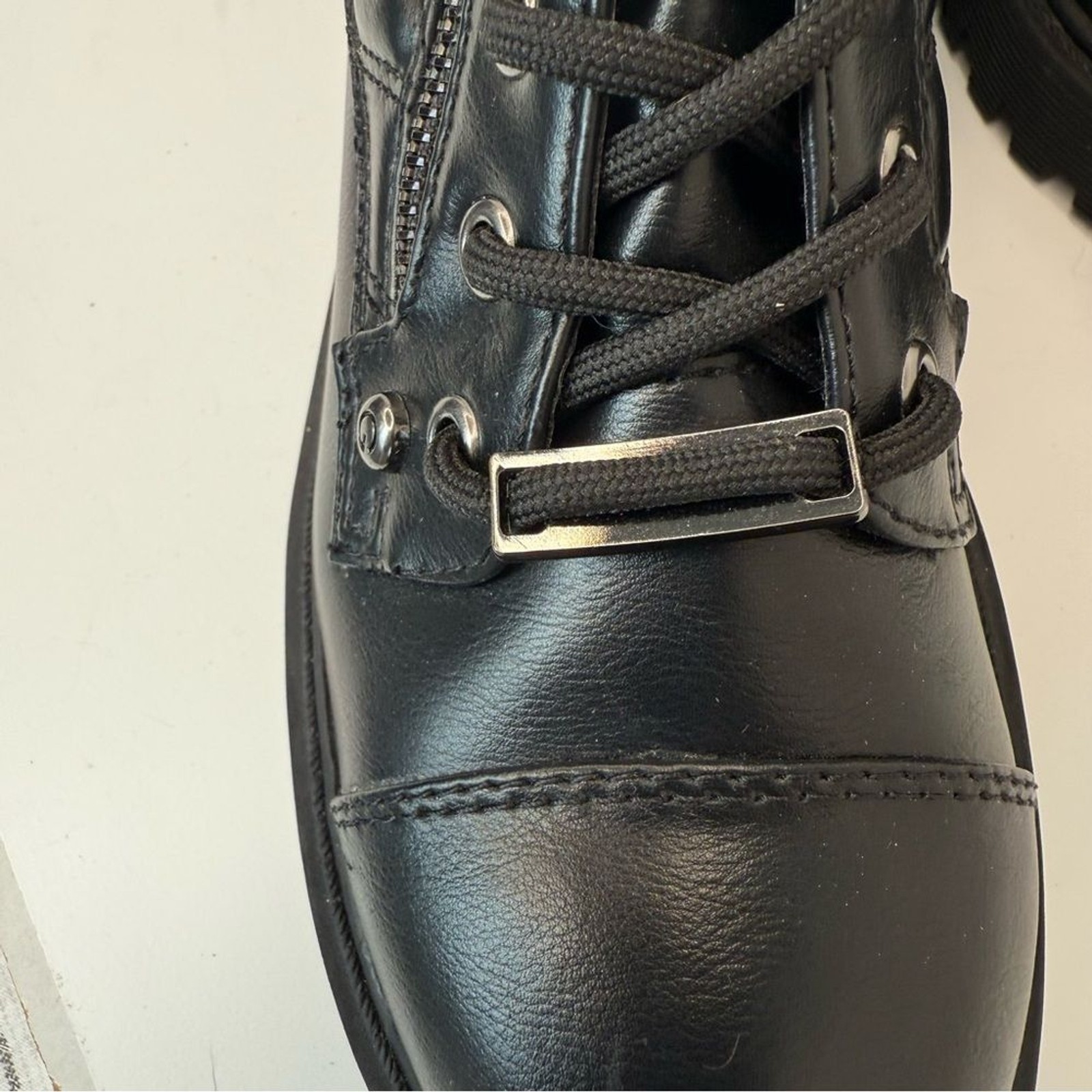 SAOLA Stivali Moto da Combattimento Trapuntati GBG Los Angeles Suola con Lacci Neri 7 5 Nuovi con etichette