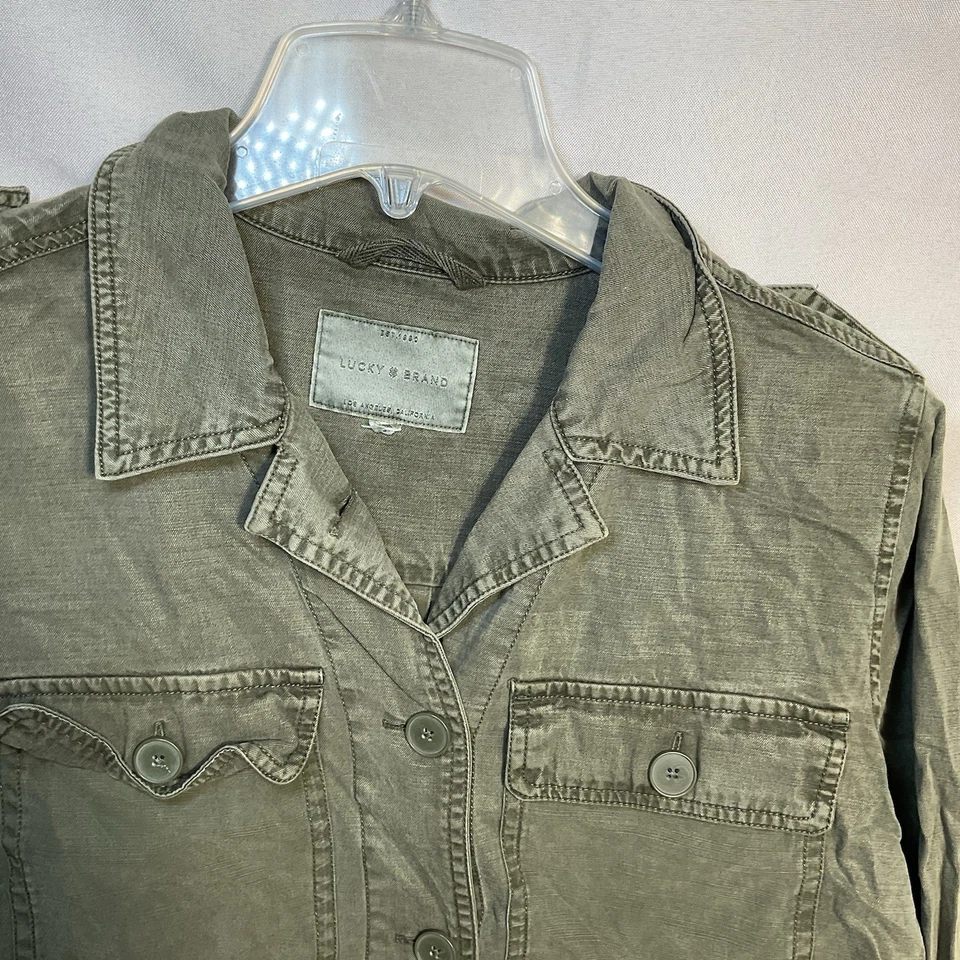 Chaqueta Militar LUCKY BRAND Lyocell Algodón Verde Oliva Talla L Bolsillos Utilitarios Ver* Foto 2 de 4