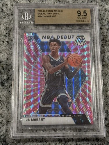 2019-20 Panini Mosaic Ja Morant Pink Swirl /11 1st Off the Line BGS 9.5 Pop 2!!