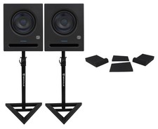  2 Presonus Eris Pro 6 Powered 6" 2-Way Studio Monitor Speakers Stands Pads