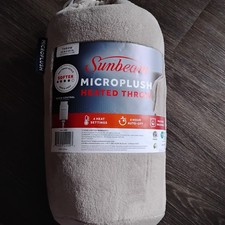 SUNBEAM MICROPLUSH SHERPA HEATED THROW 50" X 60" Tan