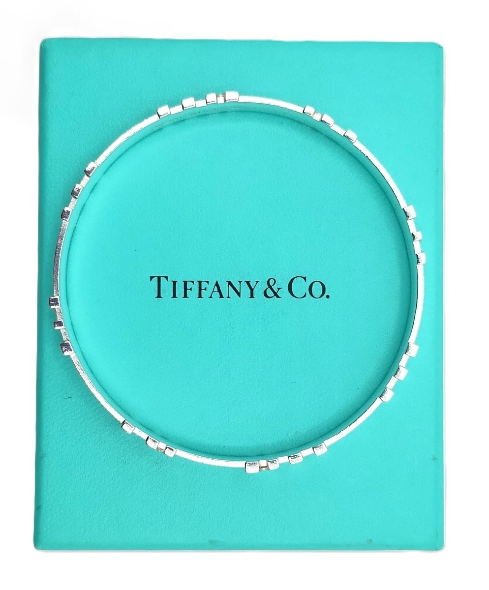 Tiffany & Co. ATLAS Roman Numerals Bangle Bracelet 925 Sterling