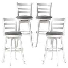 30.5" Swivel Barstools Set of 4 w/Backrest  Upholstered Seat, Footrest for Pub
