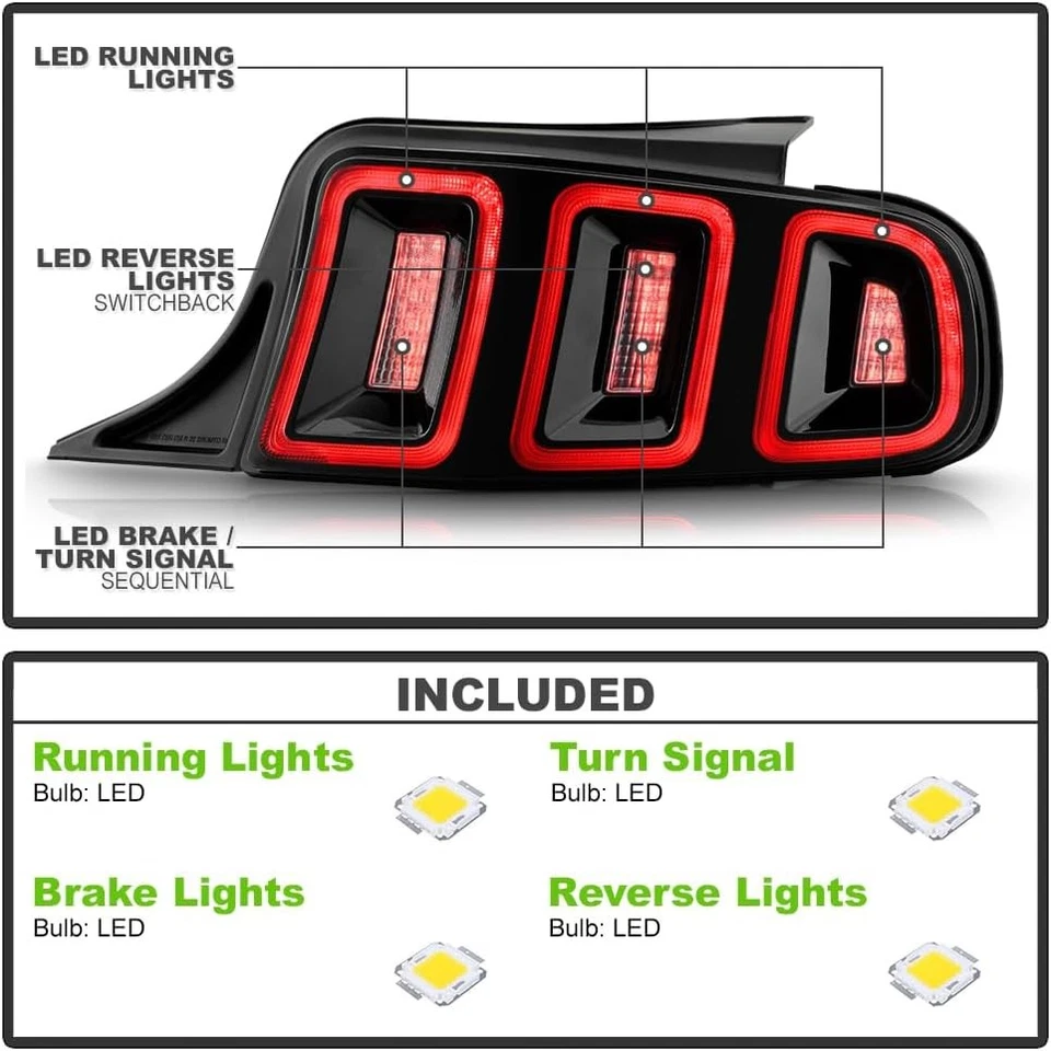 Tail Lights Black Brake Lamps Full LED w/ Sequential For 2010-2014 Ford Mustang Foto 4 de 4