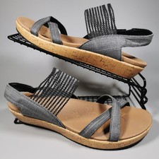 Skechers Brie Dawdle Wedge Sandals Womens UK 6 Grey Comfort Summer Shoes