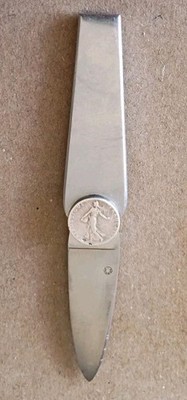 ELOI PERNET ペーパーナイフ ナイフ 1フラン硬貨 Vintage Eloi Pernet Folding Pivot Pocket Knife with French Coin