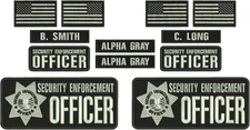 SECURITY ENFORCEMENT OFFICER 12 EMB PATCH4X10 AND 2X5 HOOK ON BACK silveON BLACK