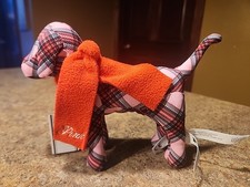 NWT Victoria s Secret PINK 2025 Holiday Plaid 8" Mini Dog Red Scarf Plush NEW