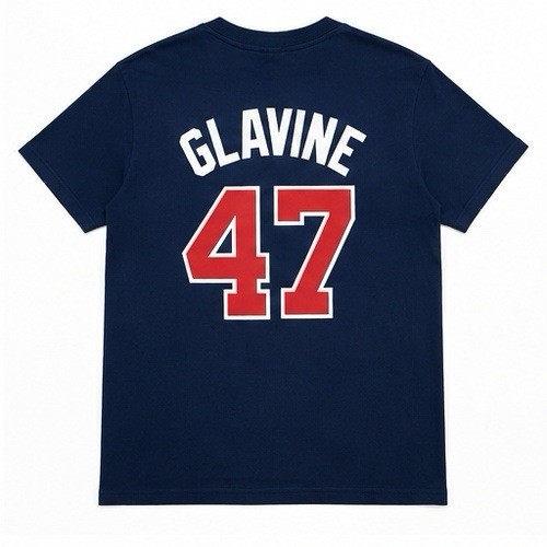 Atlanta Braves Tom Glavine #47 Majestic T Shirt Navy MLB Baseball Size L