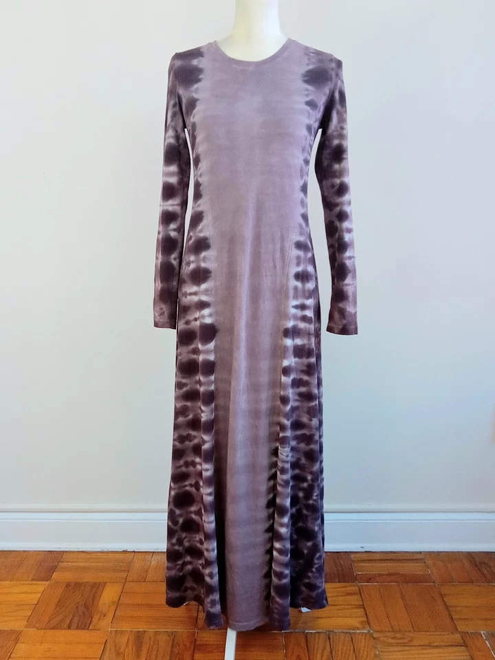 Маленький RAQUEL ALLEGRA галстук краситель РЕА коричневый хлопок трикотажа длинный кафтан футболка платье - Изображение 3 из 4