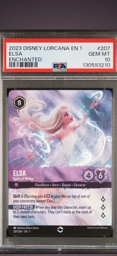 2023 Disney Lorcana En 1 Enchanted #207 Elsa PSA 10 GEM MINT