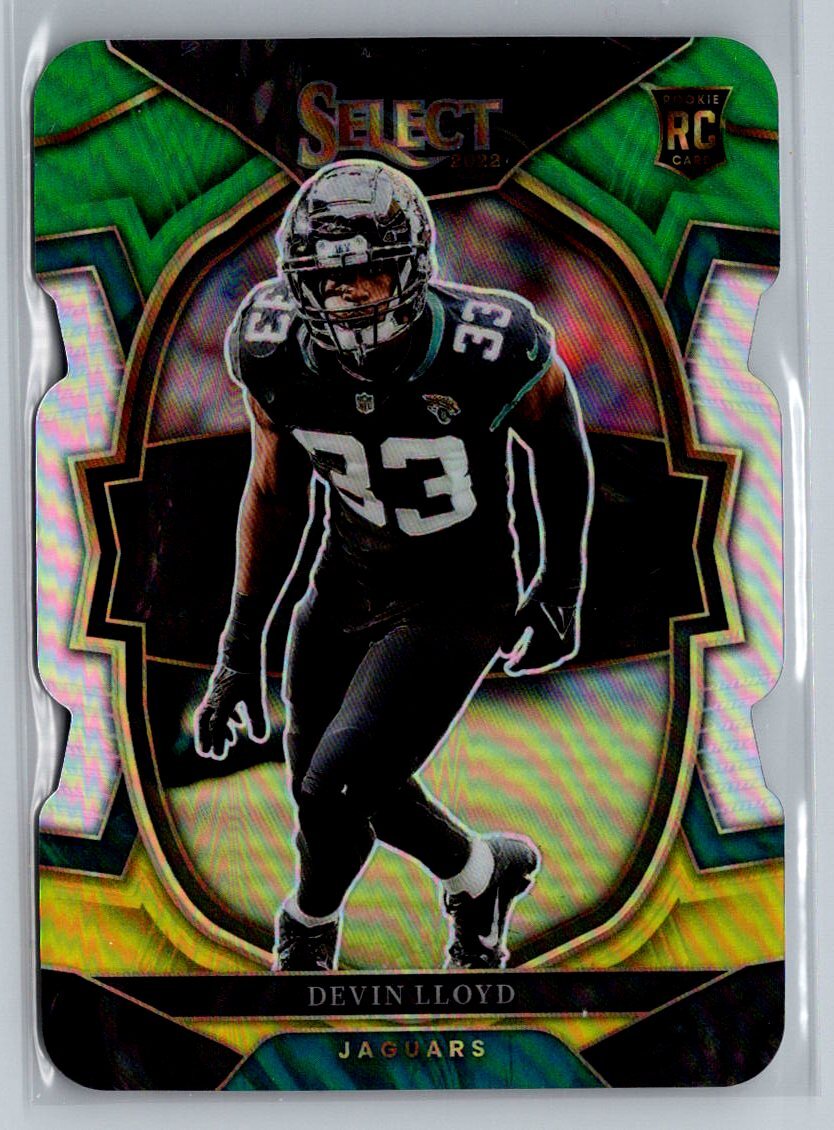 2022 Panini Select #43 Devin Lloyd Green and Yellow Prizm Die Cut