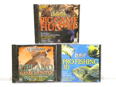 PC Game Lot of 3 Outdoors Cabela's Zebco Remington Windows 95/98 Vintage Sealed