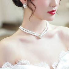 Womens Long 41-50cm Imitation Pearl Necklace Bracelet Jewelry Wedding Party 1PC