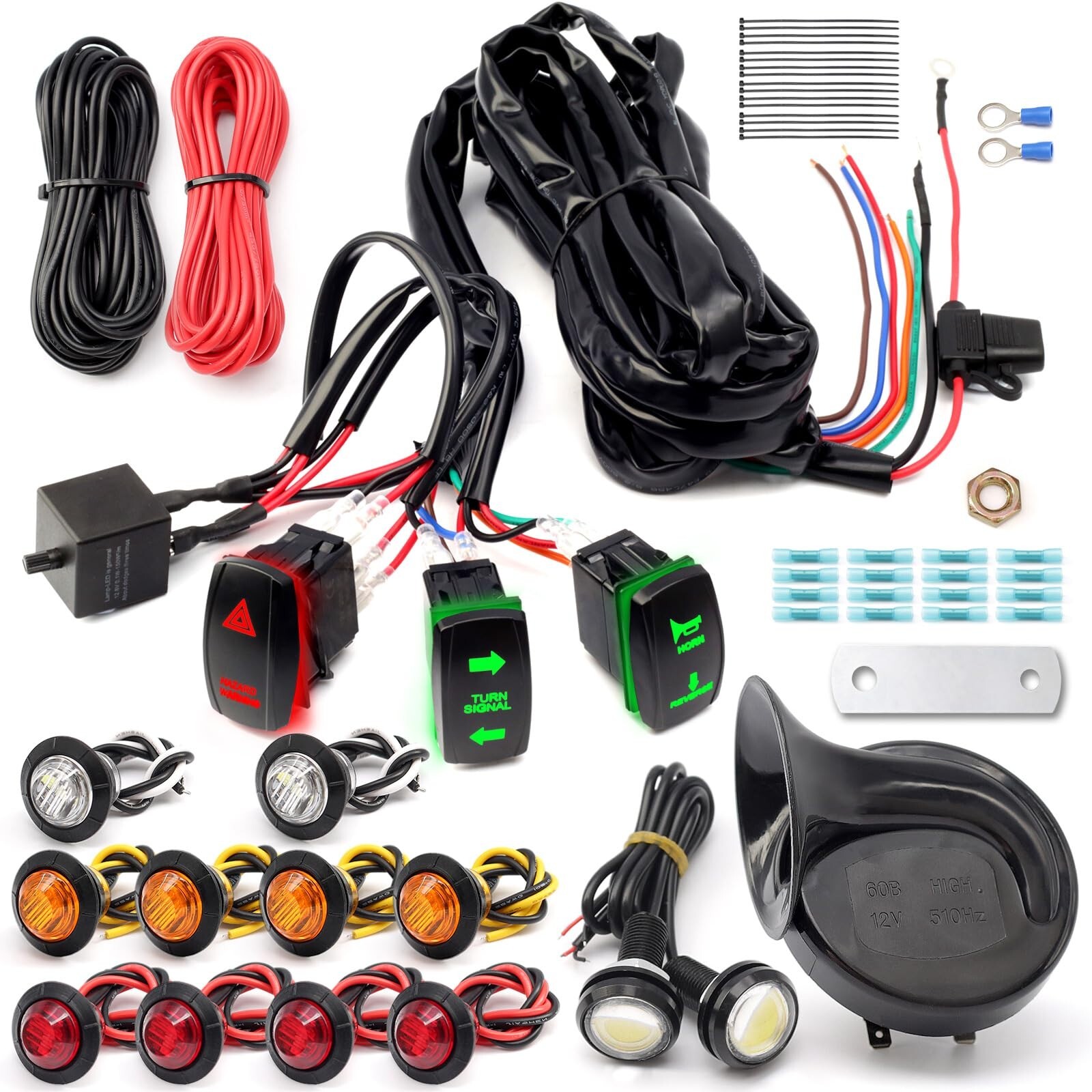 PreWired ATV UTV Turn Signal Kit, Universal Dirt Bike Street Legal Kit