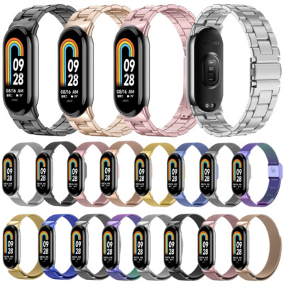 For Xiaomi Mi Band 8 Milanese Stainless Steel Link Band Strap Bracelet Wristband