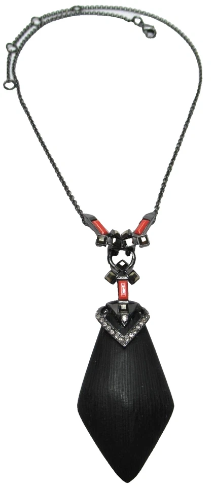 Collar ALEXIS BITTAR Gris Esmerilado Lucita Naranja y Dorado Estrás Foto 3 de 4