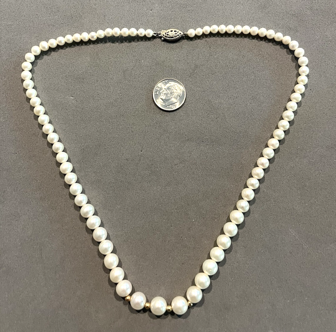 IMI Sterling Filigree Clasp Genuine Japan Akoya 4.2 ~ 7.8 mm Pearl