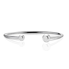 Sterling Silver Polished Bead Cuff Bangle Bracelet