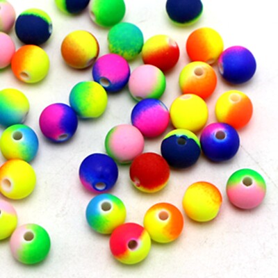 100 Matte Neon Blue Color Acrylic Round Beads 10mm(3/8) Rubber Tone