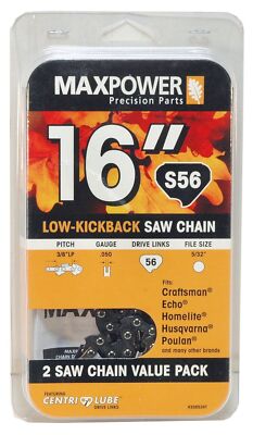 Maxpower 2 Pack Replacement Chains for 16 Inch Craftsman, Echo, Homelite, Pou...