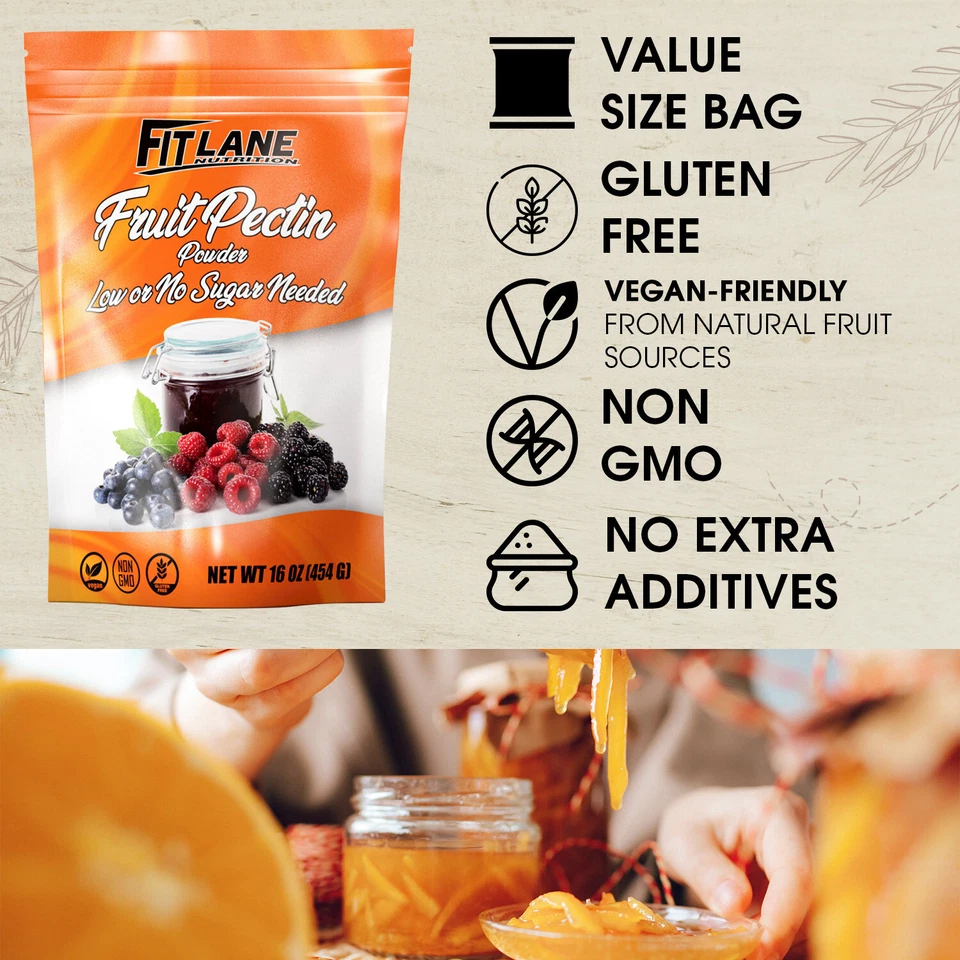 Polvo de pectina de frutas para mermeladas y jaleas bajas o nulas en azúcar. Polvo a granel 1 lb. Foto 4 de 4