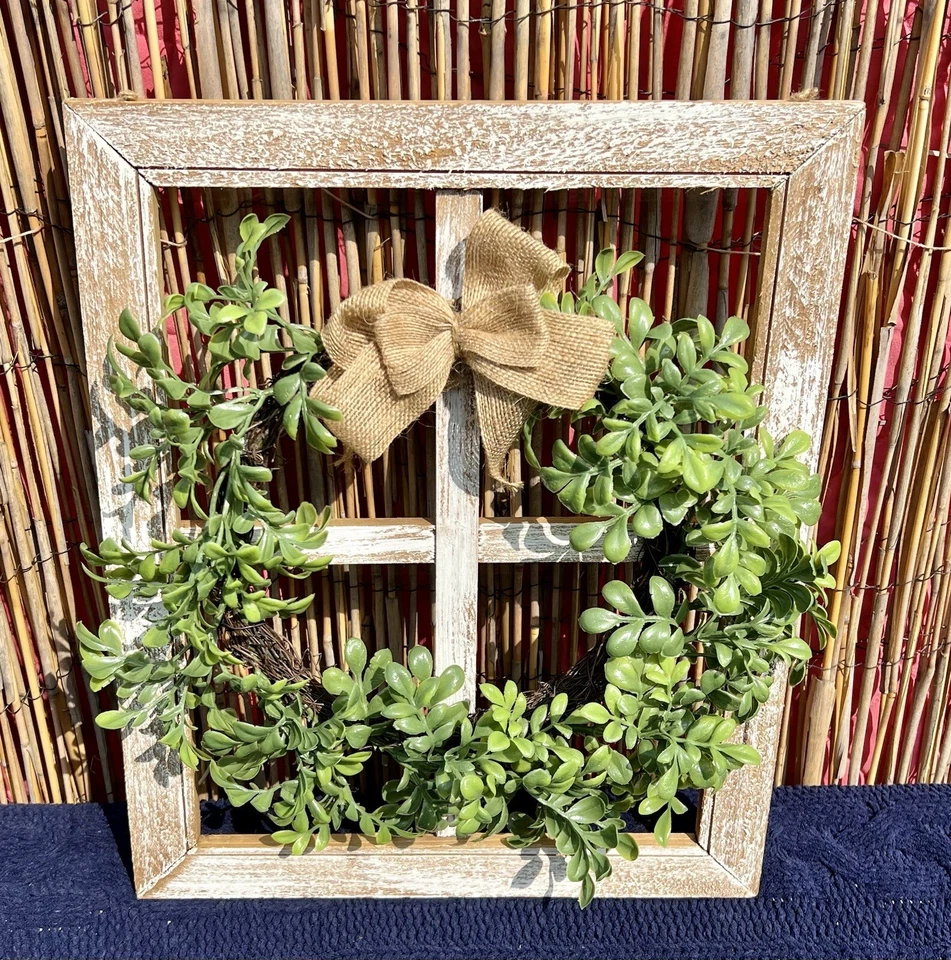 Corona de ventana rústica marco de madera con corona decoración de pared/puerta, granja boho Foto 2 de 4