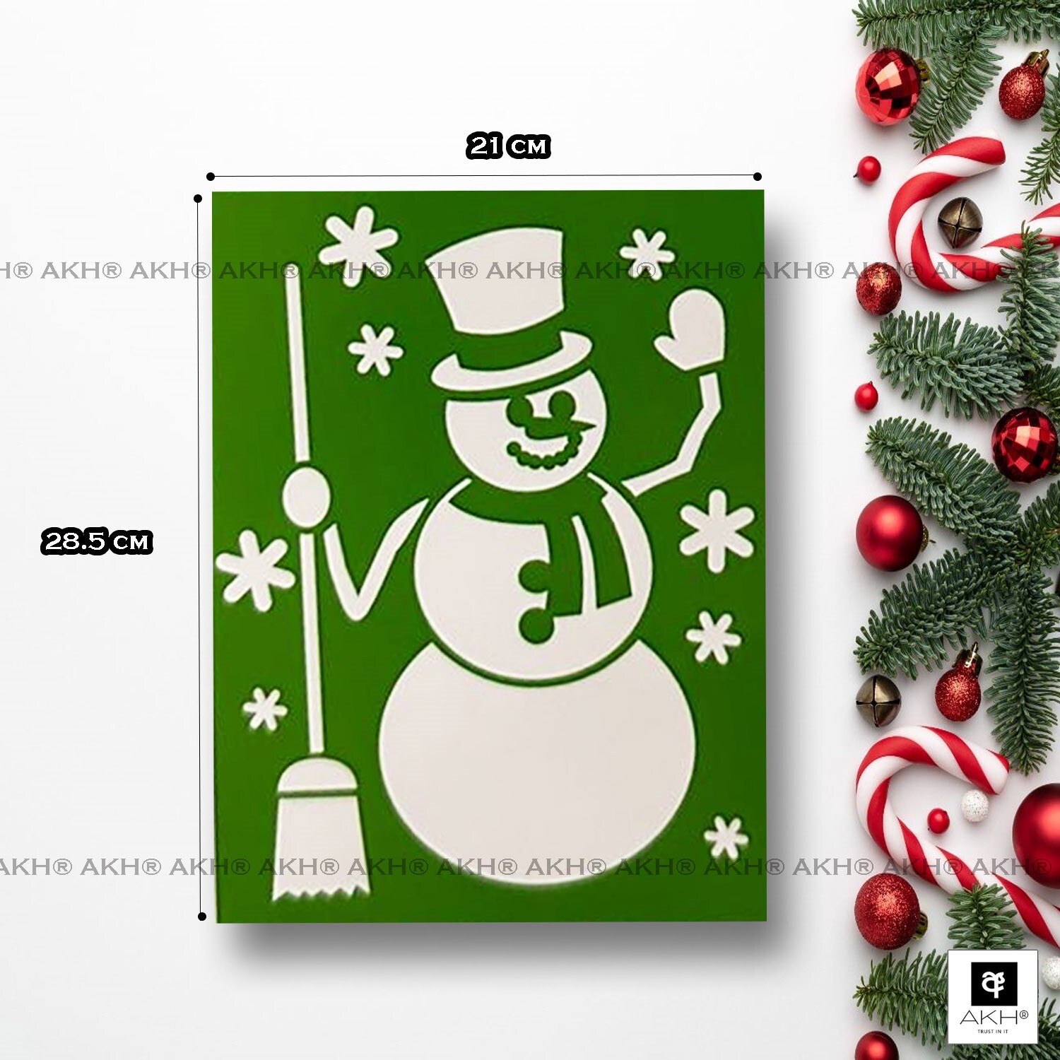 4 x Large CHRISTMAS WINDOW STENCILS A4 Xmas Tree Snowflake Snowman Snow ...