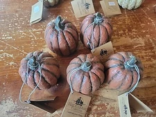 Primitive Country Ragon House 3.75" Terra Cotta Tall Pumpkin Halloween