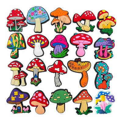 20er/Pack Bunt Pilz Schuhstecker/Shoe Charms/Anstecker/Pins für Gartenclogs Neu