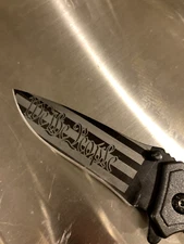 Custom-Engraved. One-of-a-kind, Black Knife with 4" Blade